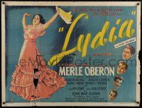 7b455 LYDIA British quad '41 full-length artwork of Merle Oberon, who wants all there is to love!