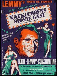 7b270 DAMES GET ALONG Danish '54 art of Eddie Constantine as Lemmy Caution w/sexy women!