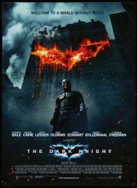 7b271 DARK KNIGHT Danish '08 great image of Christian Bale as Batman in front of flaming building!
