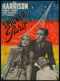7b309 TEN DAYS IN PARIS Danish '46 Rex Harrison, John Abbott & Atkinson, Eiffel Tower art by Willy