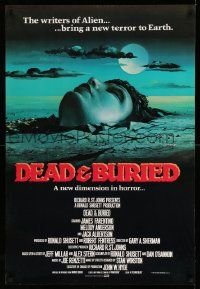 7b415 DEAD & BURIED English 1sh '81 horror art of person buried up to the neck by Campanile!