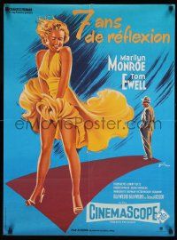 7b138 SEVEN YEAR ITCH French 23x31 R80s best art of Marilyn Monroe's skirt blowing by Grinsson!
