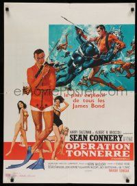 7b142 THUNDERBALL French 23x32 '65 art of Sean Connery as James Bond 007 by McGinnis & McCarthy!