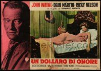 7b164 RIO BRAVO Italian 19x27 pbusta '59 cowboy John Wayne and sexiest Angie Dickinson!