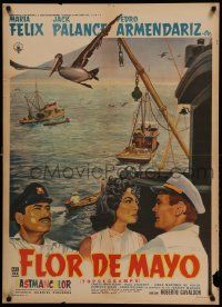 7b019 BEYOND ALL LIMITS Mexican poster '59 art of Jack Palance, Maria Felix, Pedro Armendariz!