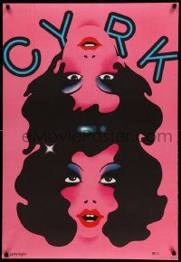 7b872 CYRK Polish 26x38 '70s really different art by Witold Janowski of double ladies!