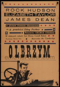 7b802 GIANT Polish 23x33 '64 Hibner art of James Dean, directed by George Stevens!