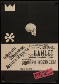 7b804 HAMLET Polish 23x33 '64 Grigori Kozintsev directed, skull & crown by Julian Palka!