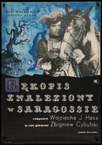7b832 SARAGOSSA MANUSCRIPT Polish 23x33 '65 Rekopis Znaleziony w Saragossie, image of horse & man!