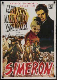 7b325 CIMARRON Yugoslavian 20x27 '60 directed by Anthony Mann, Glenn Ford, Maria Schell!