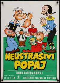 7b366 NEUSTRASIVI POPAJ Yugoslavian 20x27 '60s art of Popeye, Olive Oyl, Bluto, Wimpy, more!
