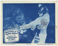 7c248 ADVENTURES OF CAPTAIN AFRICA chapter 13 LC '55 best c/u of the masked hero attacking huge ape!