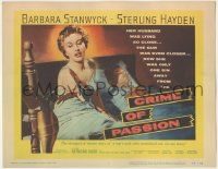 7c076 CRIME OF PASSION TC '57 sexy Barbara Stanwyck reaches for gun to shoot Sterling Hayden!