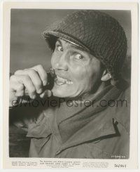 7d145 ATTACK 8x10 still '56 best close up of soldier Jack Palance pulling grenade pin w/his teeth!