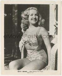 7d169 BETTY GRABLE 8.25x10 still '40s beautiful smiling close up in sexy swimsuit!