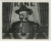 7d254 CITIZEN KANE 8x10 still '41 classic image of Orson Welles at rally with giant poster!