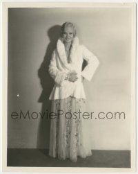 7d256 CLAUDIA DELL 8x10.25 still '30 full-length portrait of the sexy actress in fur coat & jewelry!