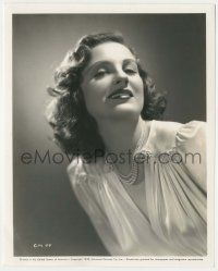 7d269 CONSTANCE MOORE 8x10 still '40 super sexy close portrait wearing pearls & sheer blouse!