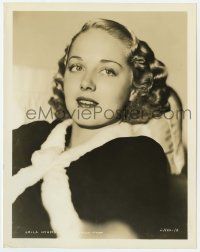 7d572 LEILA HYAMS 8x10.25 still '30s sexy head & shoulders close up wearing fur-trimmed dress!