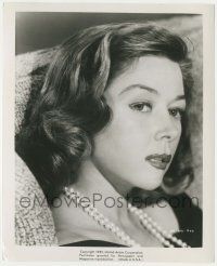7d689 NOT AS A STRANGER 8.25x10 still '55 super close up of Gloria Grahame wearing pearl necklace!