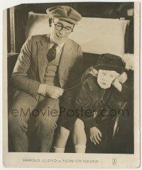 7d693 NOW OR NEVER 8x9.75 still '21 Harold Lloyd lets cute Anna Mae Bilson listen to his watch!