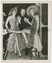 7d903 THREE LITTLE WORDS candid 8.25x10.25 still '50 Red Skelton with sexy showgirls between scenes!