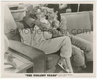 7d951 VIOLENT YEARS 8x10 still '56 Ed Wood, c/u of Jean Moorhead fooling around on couch!