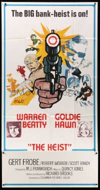 7f135 $ 3sh '71 great art of bank robbers Warren Beatty & Goldie Hawn, The Heist!