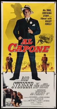 7f148 AL CAPONE 3sh '59 cool artwork of Rod Steiger as the most notorious Chicago gangster!