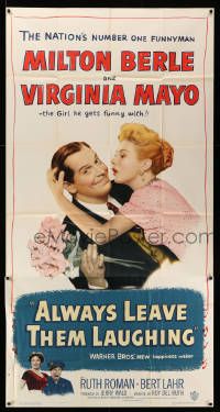 7f151 ALWAYS LEAVE THEM LAUGHING 3sh '49 great romantic image of Milton Berle & Virginia Mayo!