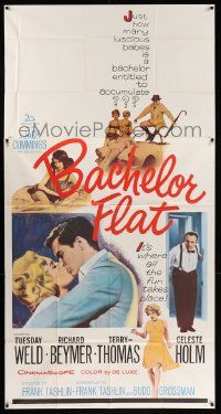 7f162 BACHELOR FLAT 3sh '62 Tuesday Weld, how many babes is Richard Beymer entitled to accumulate!