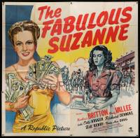 7f031 FABULOUS SUZANNE 6sh '46 art of Barbara Britton w/cash she won gambling at horse racing, rare