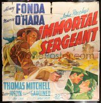 7f050 IMMORTAL SERGEANT 6sh '43 stone litho of Henry Fonda in WWII & with Maureen O'Hara, rare!