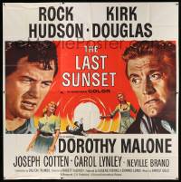 7f056 LAST SUNSET 6sh '61 Rock Hudson, Kirk Douglas, Dorothy Malone, directed by Robert Aldrich!