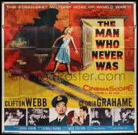 7f066 MAN WHO NEVER WAS 6sh '56 Clifton Webb, Gloria Grahame, strangest military hoax of WWII!