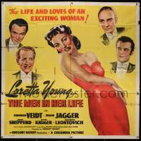7f068 MEN IN HER LIFE 6sh '41 art of sexy Loretta Young by Conrad Veidt, Dean Jagger & suitors!