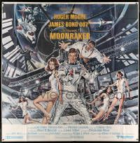 7f071 MOONRAKER 6sh '79 art of Roger Moore as James Bond & sexy space babes by Daniel Goozee!