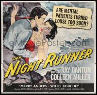 7f075 NIGHT RUNNER 6sh '57 art of released mental patient Ray Danton grabbing sexy Colleen Miller!
