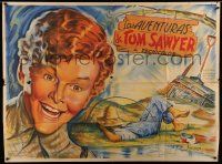 7f579 ADVENTURES OF TOM SAWYER Argentinean 43x58 R45 great Moraga art of Tommy Kelly, Mark Twain!