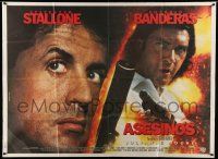 7f582 ASSASSINS Argentinean 43x58 '95 cool image of Sylvester Stallone & Antonio Banderas!