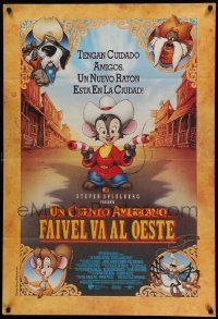 7f625 AMERICAN TAIL: FIEVEL GOES WEST Argentinean '91 Steven Spielberg cowboy mouse western!