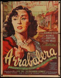 7f635 ARRABALERA teaser Argentinean '50 wonderful Venturi art of beautiful woman w/town behind her!