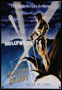 7g505 74TH ANNUAL ACADEMY AWARDS 1sh '02 cool Alex Ross art of Oscar over Hollywood!