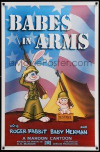 7g534 BABES IN ARMS Kilian 1sh '88 Roger Rabbit & Baby Herman in Army uniform with rifles!