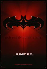 7g538 BATMAN & ROBIN advance 1sh '97 Clooney, O'Donnell, cool image of bat symbol!