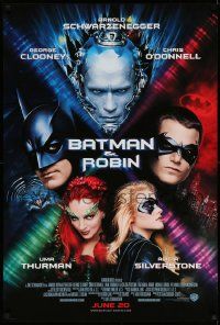 7g539 BATMAN & ROBIN advance 1sh '97 Clooney, O'Donnell, Schwarzenegger, Thurman, cast images!