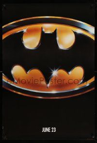 7g541 BATMAN teaser 1sh '89 directed by Tim Burton, cool image of Bat logo, matte finish!