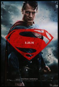 7g552 BATMAN V SUPERMAN teaser DS 1sh '16 waist-high image of Henry Cavill in title role!