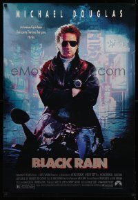 7g564 BLACK RAIN 1sh '89 Ridley Scott, Michael Douglas is an American cop in Japan!