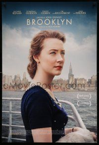 7g579 BROOKLYN advance DS 1sh '15 Saoirse Ronan, Domhnall Gleeson, great image of NYC skyline!